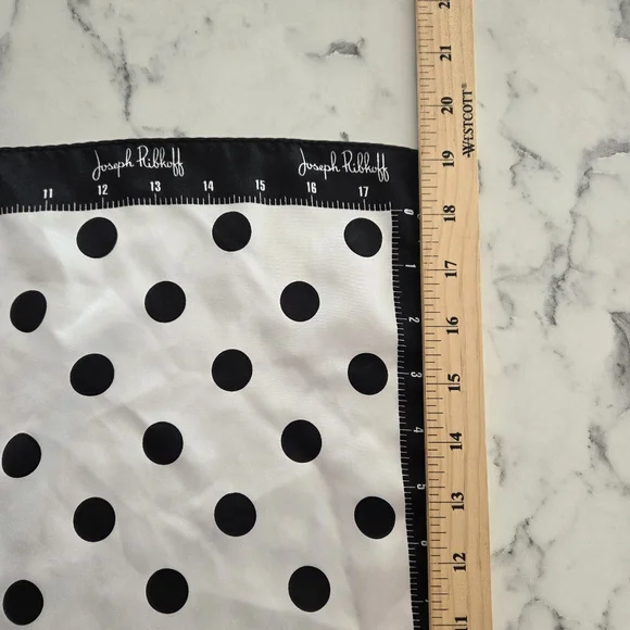 Joseph Ribkoff Satin Polka Dot Bandana Square Scarf Black White Bag Hair Scarf - Picture 5 of 7